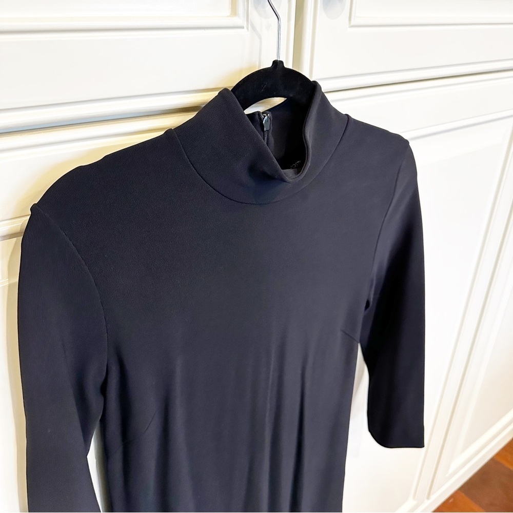 Boston Proper Minimalist Black Mockneck Column 3/4 Sleeve‎ Midi Dress Classic S - Picture 6 of 7